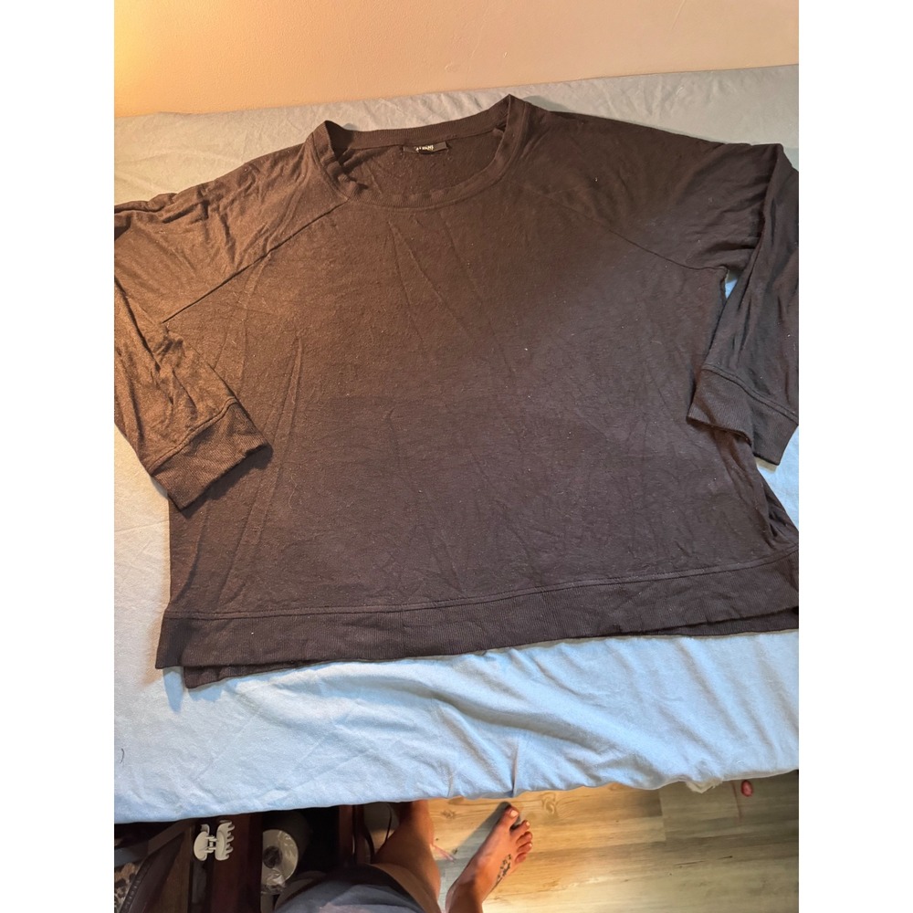 Alfani Intimates Womens XL Black Raglan Long Sleeve Lounge Top Soft Rayon Blend